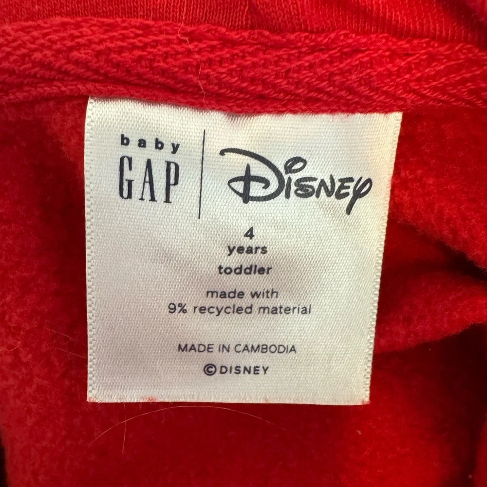 babyGap Disney Red Minnie Mouse Graphic Hoodie Dress Size 4